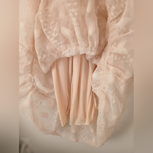 Women's BLUSH 3D Floral TEXTURED Tiered MIDI Easter DRESS Boho Sleeveless Size S - Picture 6 of 16